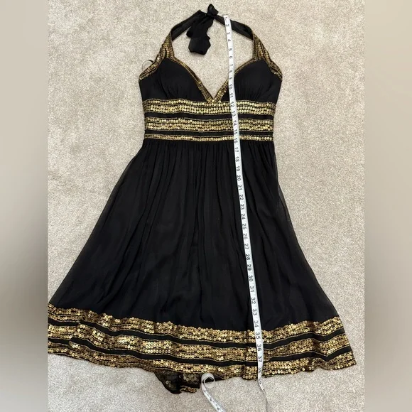 Vintage Cache Black Halter Dress with Gold Details - size 6 - NWT - Picture 5 of 15